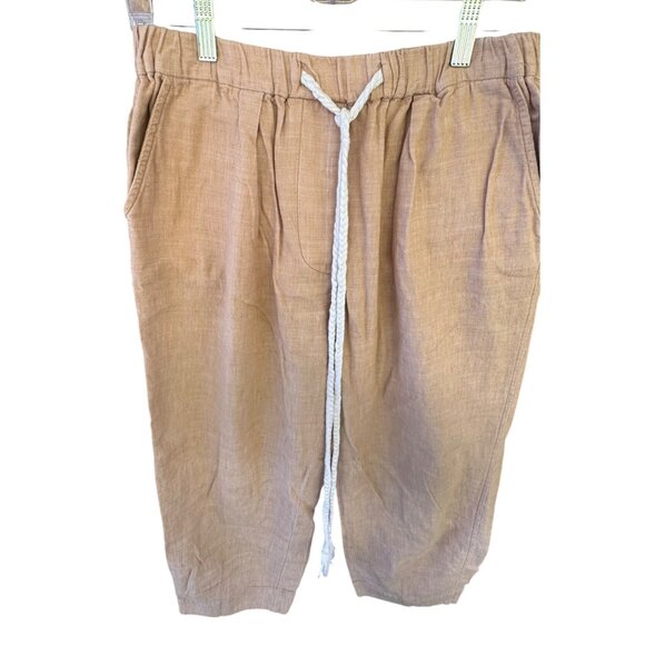 Free People Large Pull-on Faded Tan Cotton Linen Relaxed Drawstring Medium - Picture 3 of 9